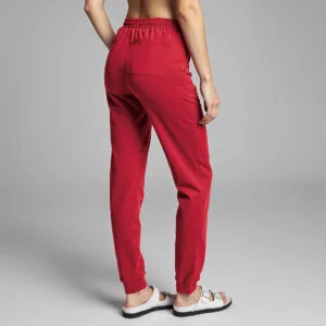 Spodnie medyczne czerwone z bawełny z dwiema kieszeniami z przodu i dwiema z tyłu