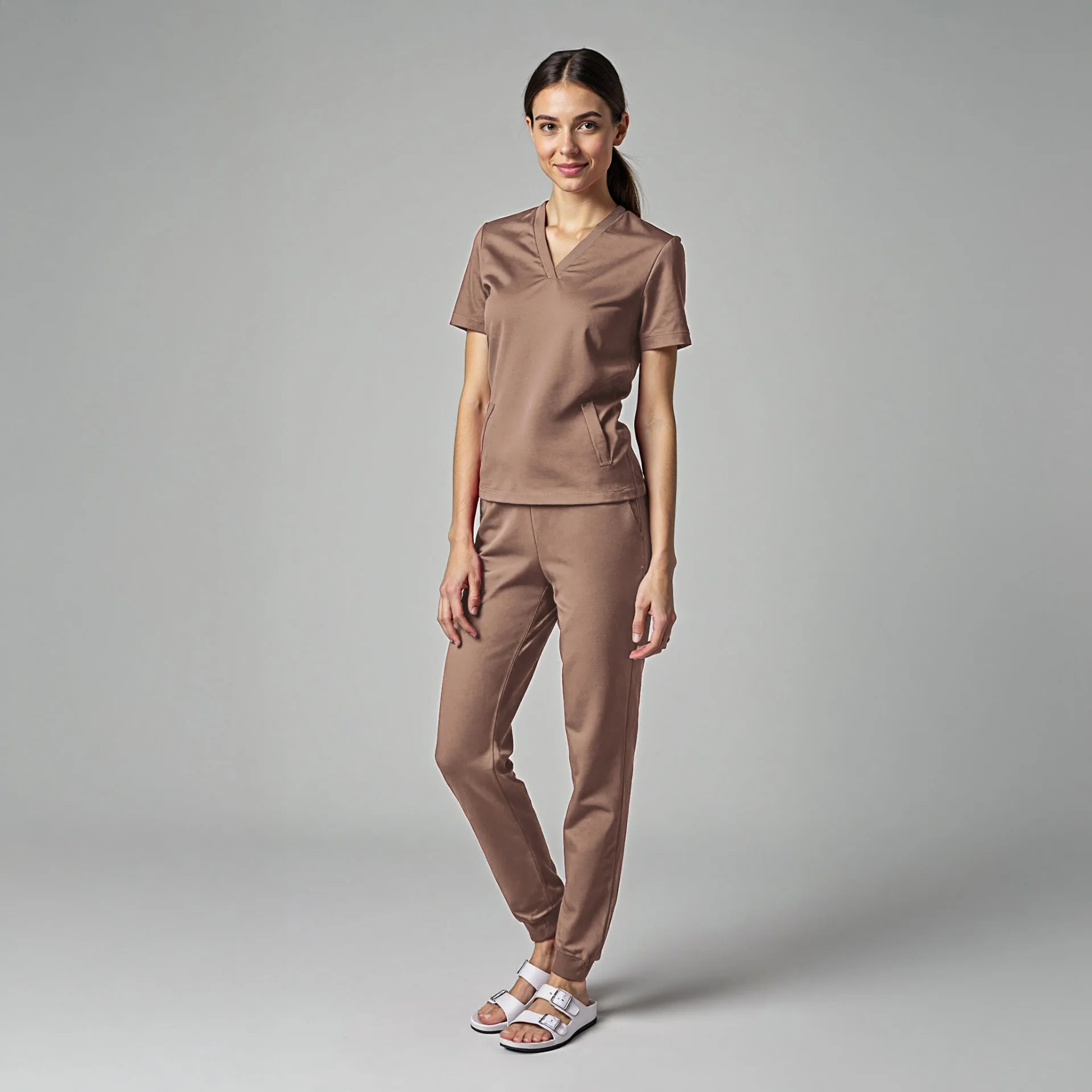 brazowy-komplet-medyczny-bawelna-uniform-scrubs-4