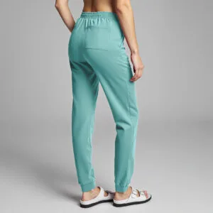 Spodnie medyczne miętowe z bawełny z dwiema kieszeniami z przodu i dwiema z tyłu